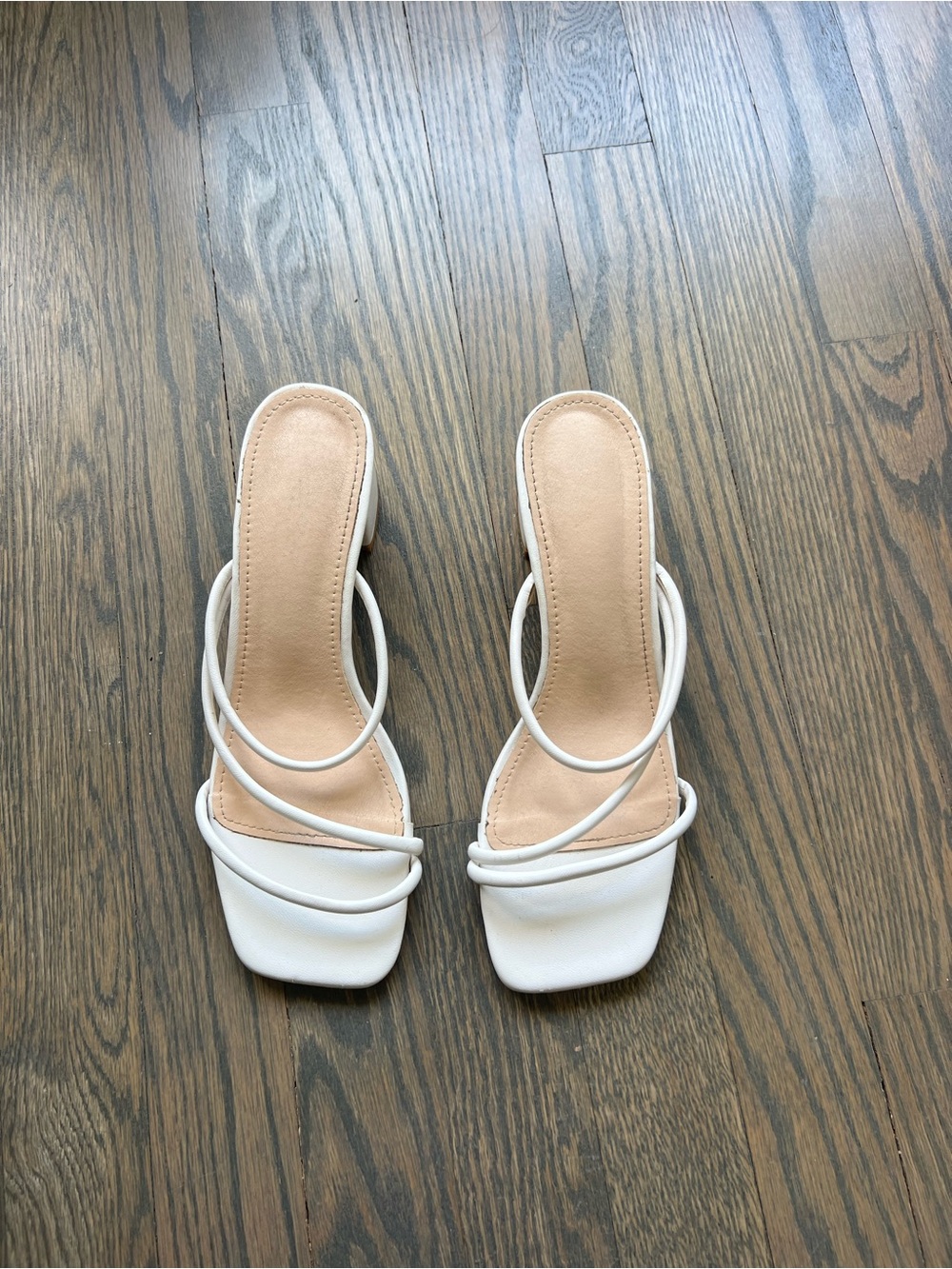 Strappy White Women's Slide Heel Sandals